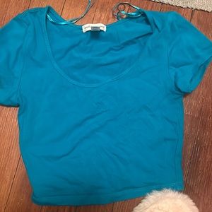 Turquoise Tight fitting Crop Top from Rainbow
